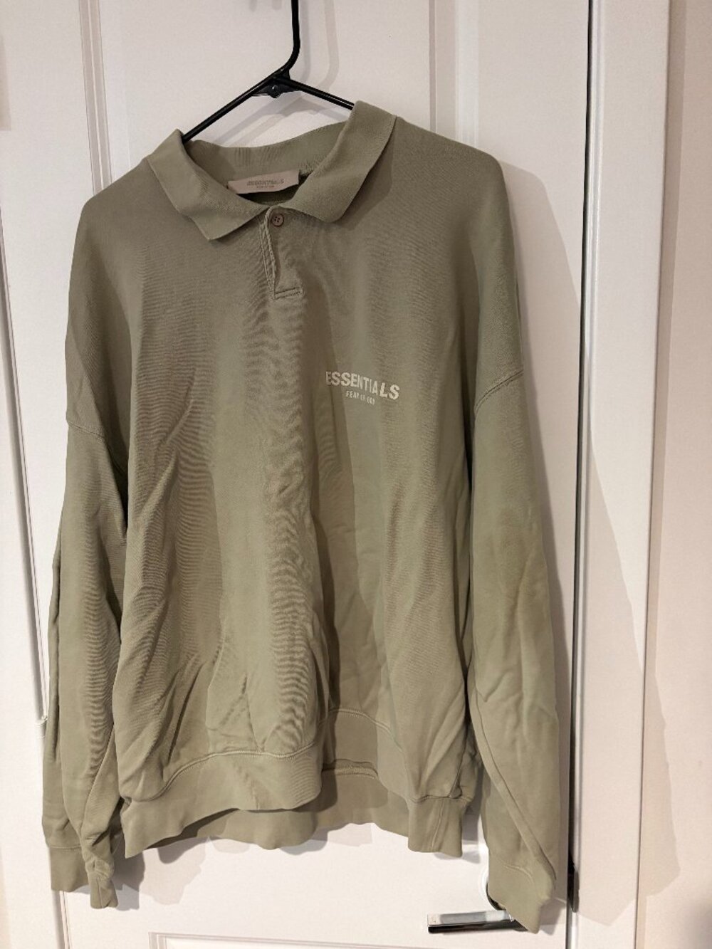 Fear of God Essentials Large Long Sleeve Polo - Seafoam Green